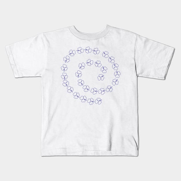 Shamrock Periwinkle Line Spiral St Patricks Day Kids T-Shirt by ellenhenryart